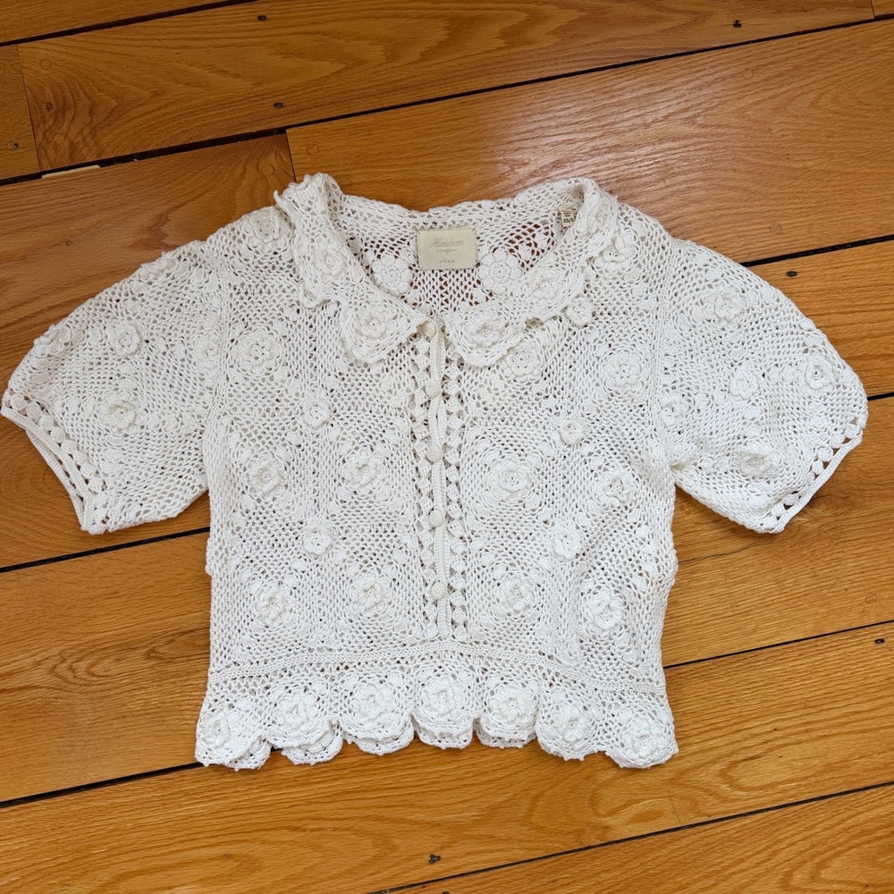 Doen Heirloom Clemente Top Ivory Crochet Floral Top XS/S - Picture 4 of 7